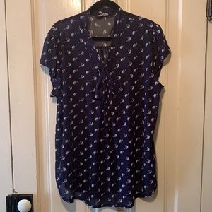 Siren Lily Tops pussy bow Swan Printed Sheer Top